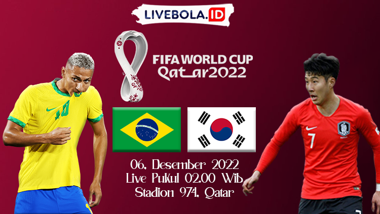Link Live Streaming 16 Besar Piala Dunia 2022 Brazil Vs Korea Selatan.